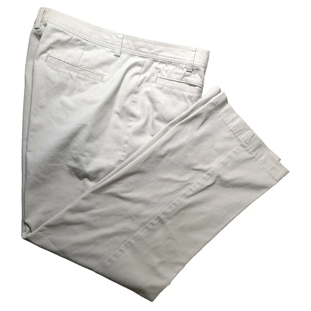 Lands End Women's Size 12 Chino Pants Beige Khaki Straight Leg Cotton Blend